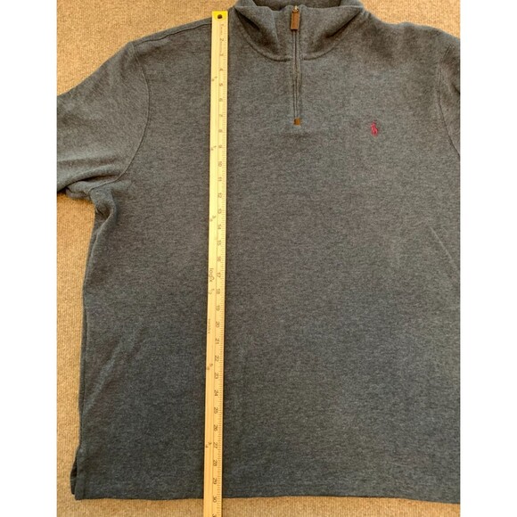 Polo Ralph Lauren Sweater Mens 2XL Gray Cotton 1/4 Zip Mock Neck Pullover - Picture 3 of 8